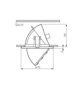 Spot LED Encastrable 70W AC220-240V 160° Ø235mm Orientable 45° - perçage 220mm