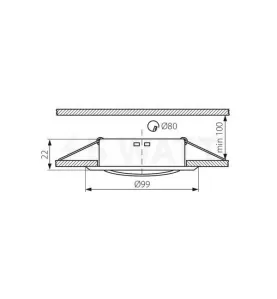 Support Spot LED Encastrable GU10/GU5.3 AC220-240V DC12V Ø99mm Chromé IP20 - perçage 80mm