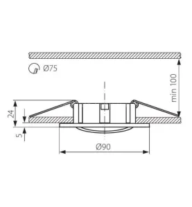 Support Spot LED Encastrable Max 50W GU5.3 DC12V Orientable 30° Bronze Rond Ø90mm - perçage 90mm