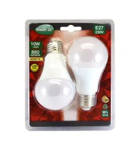 LED VISION-EL  10 W  BULB E27 4000K BLISTER X 2