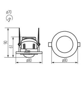 Support Spot LED Encastrable à Détecteur de Mouvement AC220-240V Ø80mm 5m IP20 - perçage 70mm