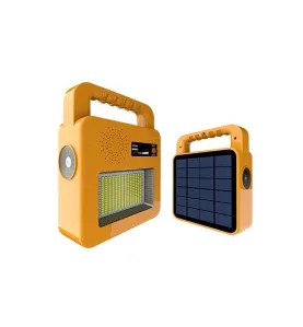 Enceinte Bluetooth Portable Solaire + Lampe - Jaune