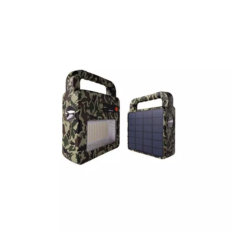 Enceinte Bluetooth Portable Solaire + Lampe - Camouflage