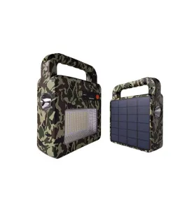 Enceinte Bluetooth Portable Solaire + Lampe - Camouflage