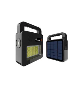 Enceinte Bluetooth Portable Solaire + Lampe - Noir