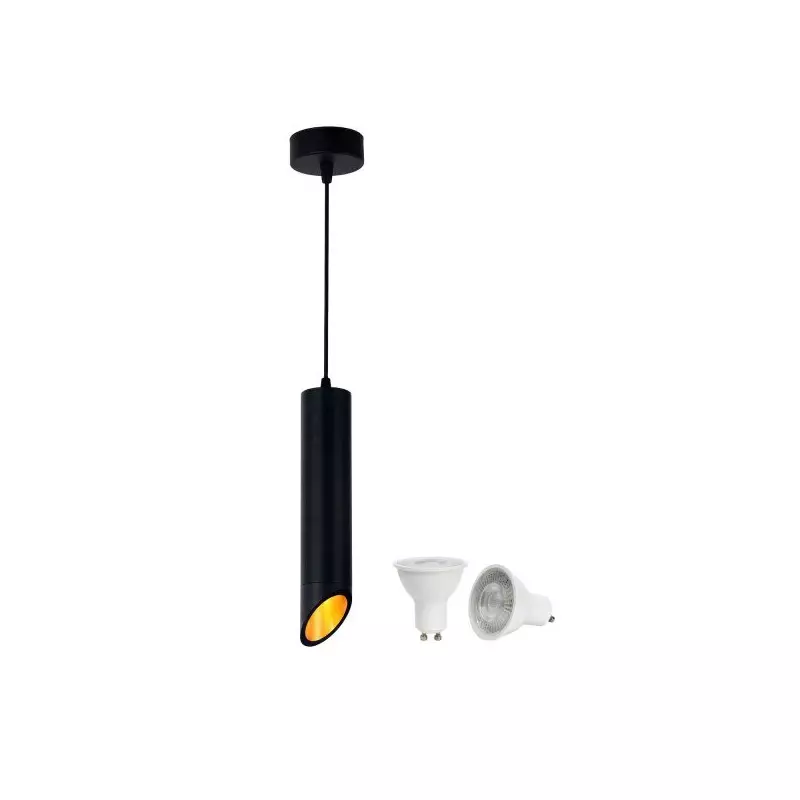 Suspension 1*5W pour 1 ampoule GU10 Noir - Blanc Chaud 2700K