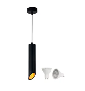 Suspension 1*5W pour 1 ampoule GU10 Noir - Blanc Chaud 2700K