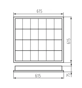 Dalle avec Grille saillie, saillie 615x615mm pour Tubes LED T8 4x18W Max