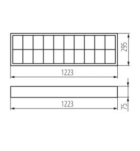 Dalle avec Grille saillie 1223x295mm pour Tubes LED T8 2x36W Max