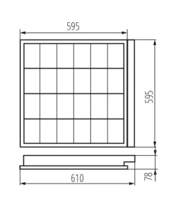 Dalle avec Grille encastrable 610x595mm pour Tubes LED T8 4x18W Max REGIS