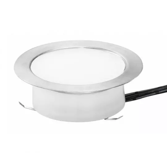 Ledlux mini spot led encastrable rond 3 w ac/dc 12 v dc 24 v trou 50 mm  diamètre 68 mm (argent, 3000k) - Achat & prix