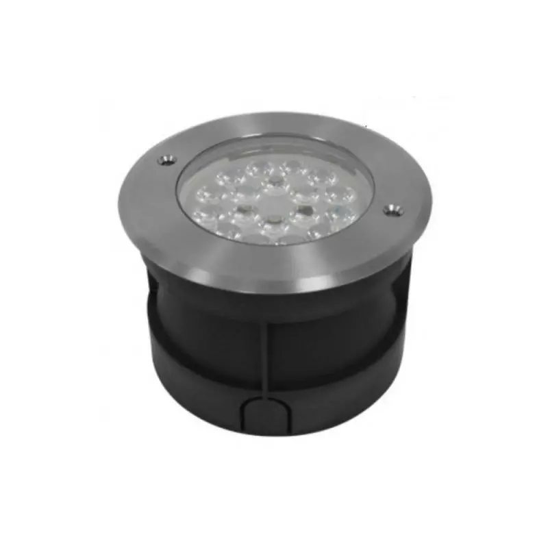 Spot LED Encastrable Sol DC12-24V 9W 600lm 15° Étanche IP68 Inox 304 Ø150mm Rond - RGB+CCT - perçage Ø138mm