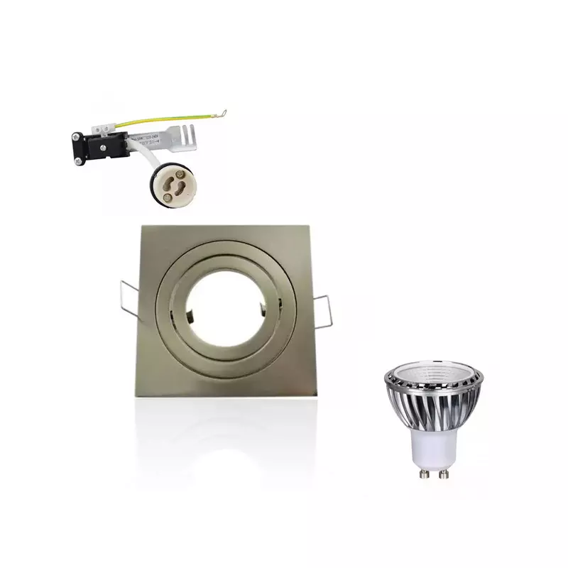 Kit Spot LED GU10 5W COB équivalent 50W encastré carré orientable