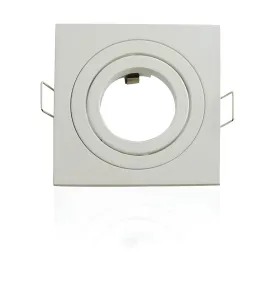 Lot de 10 Supports de plafond Support LED Encastrable orientable carré blanc perçage 80mm Blanc avec douille GU10 isolée