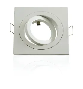 Lot de 10 Supports de plafond Support LED Encastrable orientable carré blanc perçage 80mm Blanc avec douille GU10 isolée