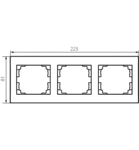 Cadre triple horizontal LOGI - Dimensions 223 x 81 mm