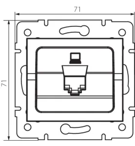 Prise informatique simple (RJ45Cat 5e Jack) LOGI - Hauteur 71mm, Largeur 71mm