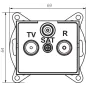 Prise RTV-SAT terminale LOGI - 69 x 64 mm