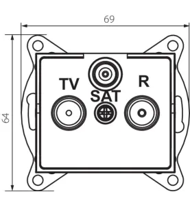 Prise RTV-SAT terminale LOGI - 69 x 64 mm