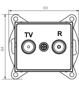 Prise RTV de passage LOGI - 64mm x 69mm