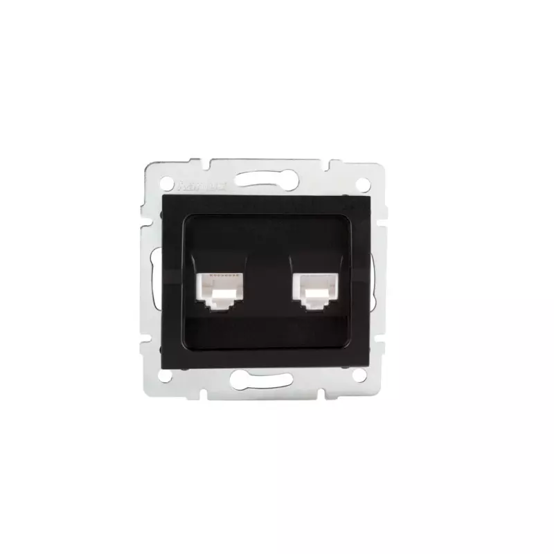 Prise informatique double (2xRJ45 Cat. 5e Jack) LOGI - Dimensions 71x71mm