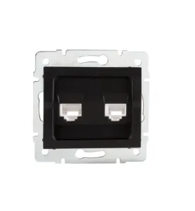 Prise informatique double (2xRJ45 Cat. 5e Jack) LOGI - Dimensions 71x71mm