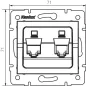 Prise informatique double (2xRJ45 Cat. 5e Jack) LOGI - Dimensions 71x71mm