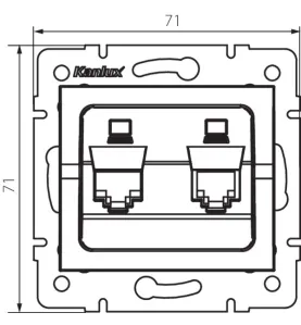 Prise informatique double (2xRJ45 Cat. 5e Jack) LOGI - Dimensions 71x71mm