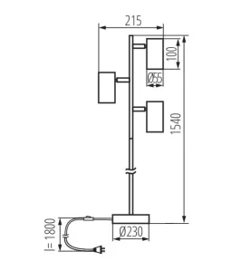 Luminaire sur pied EVALO FL 3 x GU10, IP20, Orientable 90° avec interrupteur