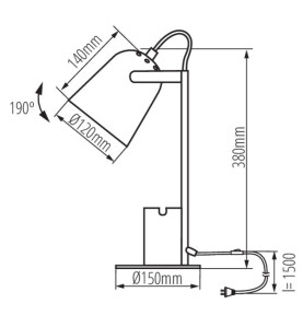 Lampe de bureau RAIBO E27 - 190° d'inclinaison avec interrupteur