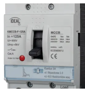 Disjoncteur Compact MCCB KMCCB - 125A, IP20, 50Hz, 800V, 380/415V, 8000V