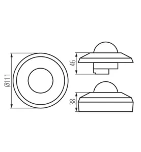 Détecteur de mouvement PIR SENTO-O - Angle de détection 360°, IP44, Portée 20m