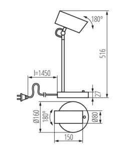 Lampe de table AGZAR E14 - 5W, 180° orientable