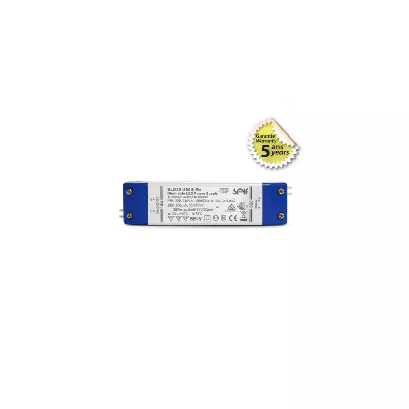 Alimentation LED 30-60VDC 25W Dimmable - IP20 - Garantie 5 ans