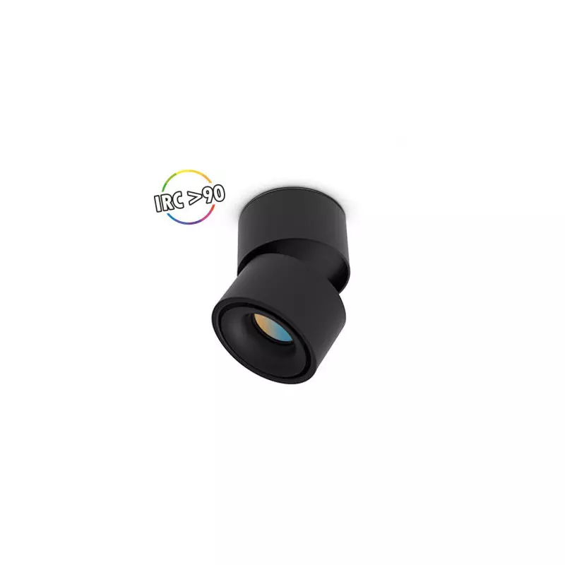 Applique Décorative CCT 12W Noir - Inclinable - 1000lm - Ø102mm - 3000-4000-6000K