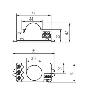 Détecteur de mouvement HF ROLF JQ - 360° - 1200VA - IP20 - 42mm x 42mm x 92mm