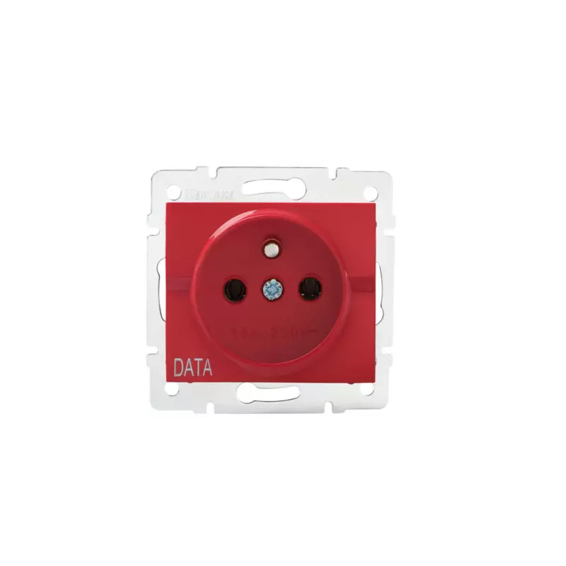 Prise de courant simple française - 16A - IP20 - 250V AC - Rouge DOMO