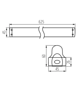 Luminaire profilés linéaire - Tubes LED T8 - 18W - 625mm - Blanc