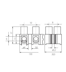 Raccord H H PP - 6A - 250V AC - 50Hz - PMMA