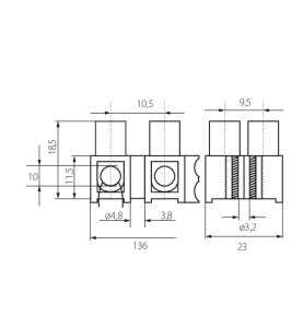 Raccord H H PP - 10A - 250V AC - IP0 - PMMA