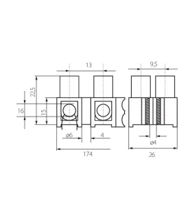 Raccord H H PP - 30A - 50Hz - 1x16mm² - 250V AC