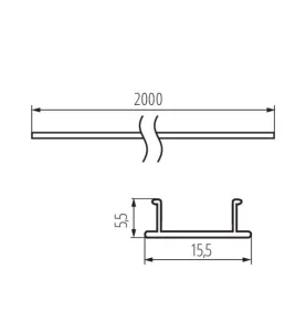 Diffuseur de lumière pour profilés en aluminium SHADE - 2000mm - Blanc - Plastique