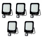 Lot de 5 Projecteurs LED Noirs 30W (150W) à Détecteur IP65 2700lm - Blanc Naturel 4500K