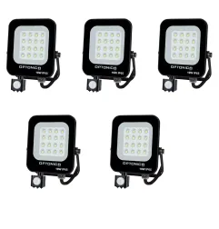 Lot de 5 Projecteurs LED avec Detecteur Noir 10W Étanche IP65 900lm Blanc du Jour 6000K