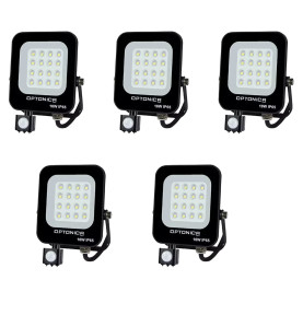 Lot de 5 Projecteurs LED avec Detecteur Noir 10W Étanche IP65 900lm Blanc du Jour 6000K