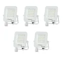 Lot de 5 Projecteurs LED avec Detecteur Blanc 20W Étanche IP65 1800lm Blanc du Jour 6000K