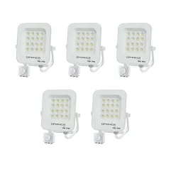 Lot de 5 Projecteurs LED avec Detecteur Blanc 10W Étanche IP65 900lm Blanc du Jour 6000K