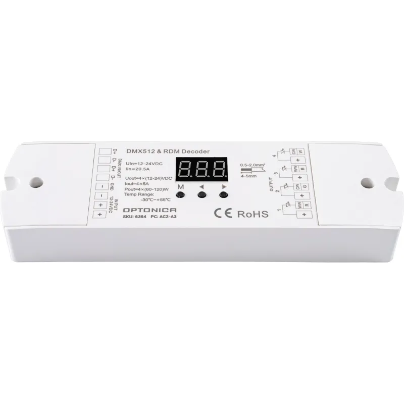 DMX512 Décodeur Blanc 170x50x24mm DC24V 20,5A - Aluminium + PC IP20