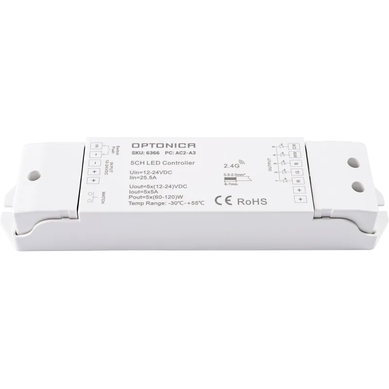 LED Controller - Blanc - 24V - 25,5A - IP20 - Aluminium - 50-60Hz - -30°C / +50°C