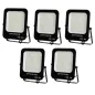 Lot de 5 Projecteurs LED 100W Noir Étanche IP65 9000lm 477W Blanc Naturel 4500K